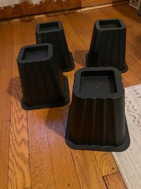 Set of 4 Black Bed Riser Plastic Blocks
